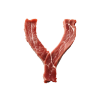 AI generated Raw meat alphabet on transparent background png