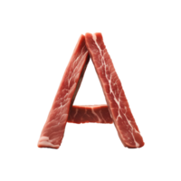 ai generado crudo carne alfabeto en transparente antecedentes png