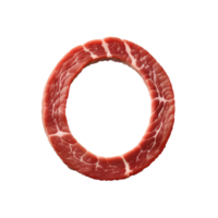 AI generated Raw meat alphabet on transparent background png