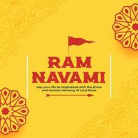 happy ram navami festival yellow blessings card design vector