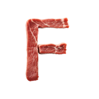 AI generated Raw meat alphabet on transparent background png