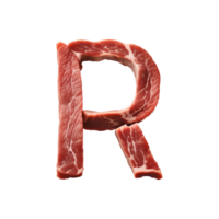 AI generated Raw meat alphabet on transparent background png