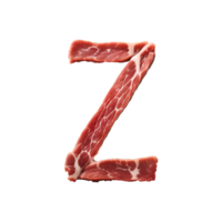 AI generated Raw meat alphabet on transparent background png