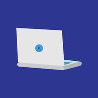 Laptop icon in flat design. Laptop vector illustration on blue background. Laptop business concept.  resources graphic element design. Vector illustration with a technology theme