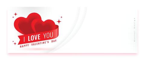 happy valentines day wishes banner with love you tag vector