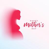 happy mother's day card with pregnant mom vector