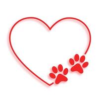 puppy love heart with paw print vector