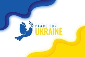 peace for ukraine with flag and dove bird vector