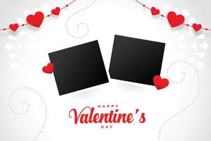 valentines day card with two photo frames vector
