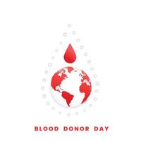 drop of blood with earth poster for blood donor day vector