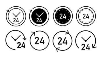 Set icon 24 hours sign on white background. vector