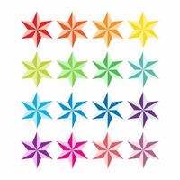 Set of colorful stars on white background. Multicolor six-pointed stars collection. vector