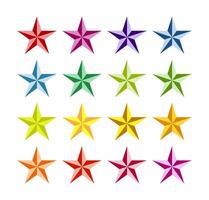 Set of colorful stars on white background. Multicolor five-pointed stars collection. vector