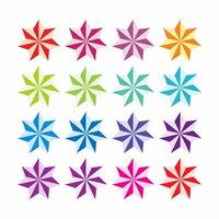 Set of colorful stars vector icon on white background. Multicolor seven-pointed stars collection.