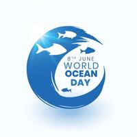 june 8th international ocean day poster with shiny light effect vector