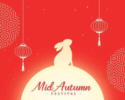 mid autumn festival chuseok background with hare design vector