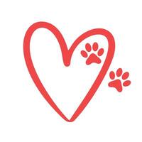 create mammal paw print background with heart design vector