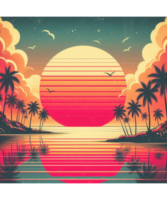 ai gegenereerd retro zonsondergang t-shirt ontwerp png