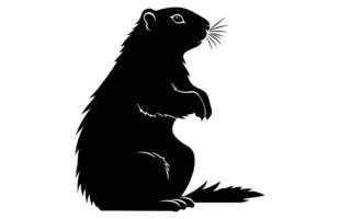 marmota pensando silueta diseño, marmota pensando negro vector diseño ,