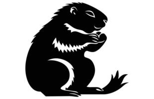 marmota pensando silueta diseño, marmota pensando negro vector diseño ,