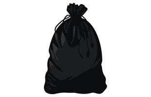 basura bolso silueta icono, paquetes con basura vector ilustración de grande negro el plastico bolsas.