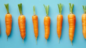 AI generated the carrots are sitting along a blue background photo