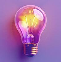 AI generated Illuminated Purple Light Bulb on Dark photo