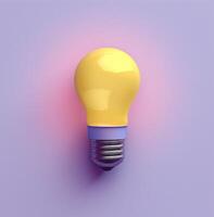 AI generated Illuminated Light Bulb on Purple Gradient photo