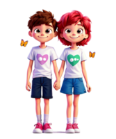 ai gerado livre amor desenho animado casal personagem ilustração camiseta Projeto elementos png