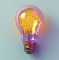 AI generated Illuminated Light Bulb on Purple Gradient photo