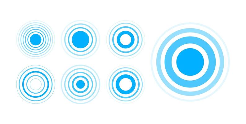 Signal concentric circles. Concentric rings. Epicenter theme. Radio station signal. Vector illustration