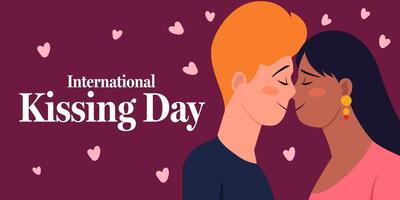 international kissing day horizontal banner illustration vector