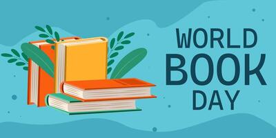 flat design world book day horizontal banner illustration vector