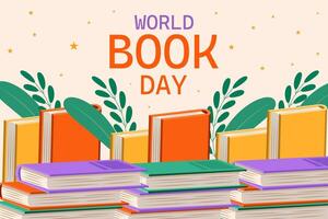 world book day background illustration in flat style design vector