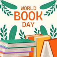 vector world book day illustration in flat design style