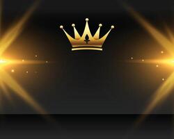 royal golden crown background with glowing light effect vector