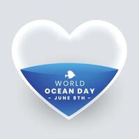 3d style world ocean day glass heart design vector