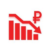 ruble currency downdall due to collapse crisis vector