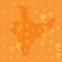 mapa de India con indio moneda rupia símbolo diseño vector