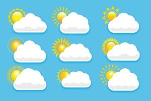 set of sun and clouds vector illustration