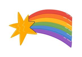 lgbt estrella con arco iris camino. disparo estrella icono. símbolo de lgbtq orgullo comunidad. vector ilustración en mano dibujado estilo