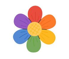 LGBT rainbow flower. Symbol of LGBTQ pride community. Vector illustration in hand drawn style