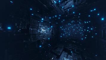 Flying Through a Blue Light Tunnel. Infinitely looped animation video