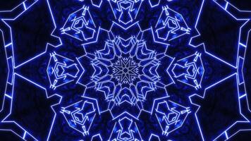 Blue and white abstract pattern with star. Kaleidoscope VJ loop video