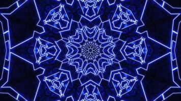 Blue and white abstract pattern with star. Kaleidoscope VJ loop video