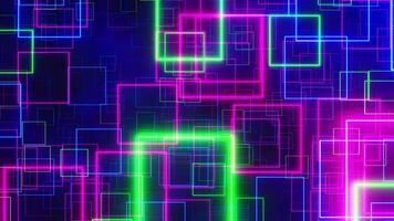 Colorful neon background with squares. Infinitely looped animation video