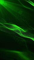 Green background with wave of lines and dots. Vertical looped animation video