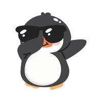 linda pequeño pingüino frotando dibujos animados vector