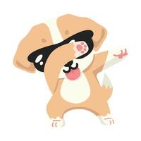 Cute dabbing Dog cool cartoon flat vector