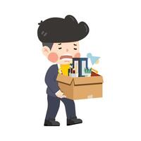 business man with a box in hands leaves work vector